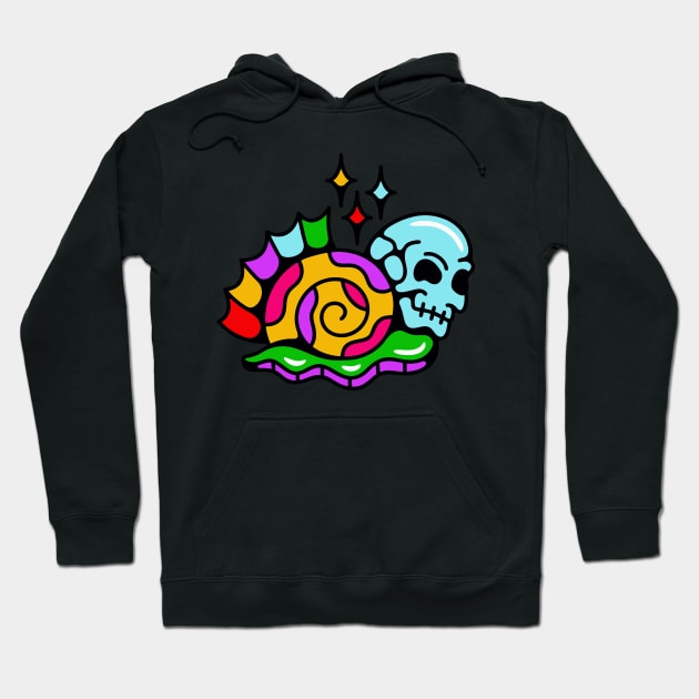 Snail skull rainbow Hoodie by Bojes Art